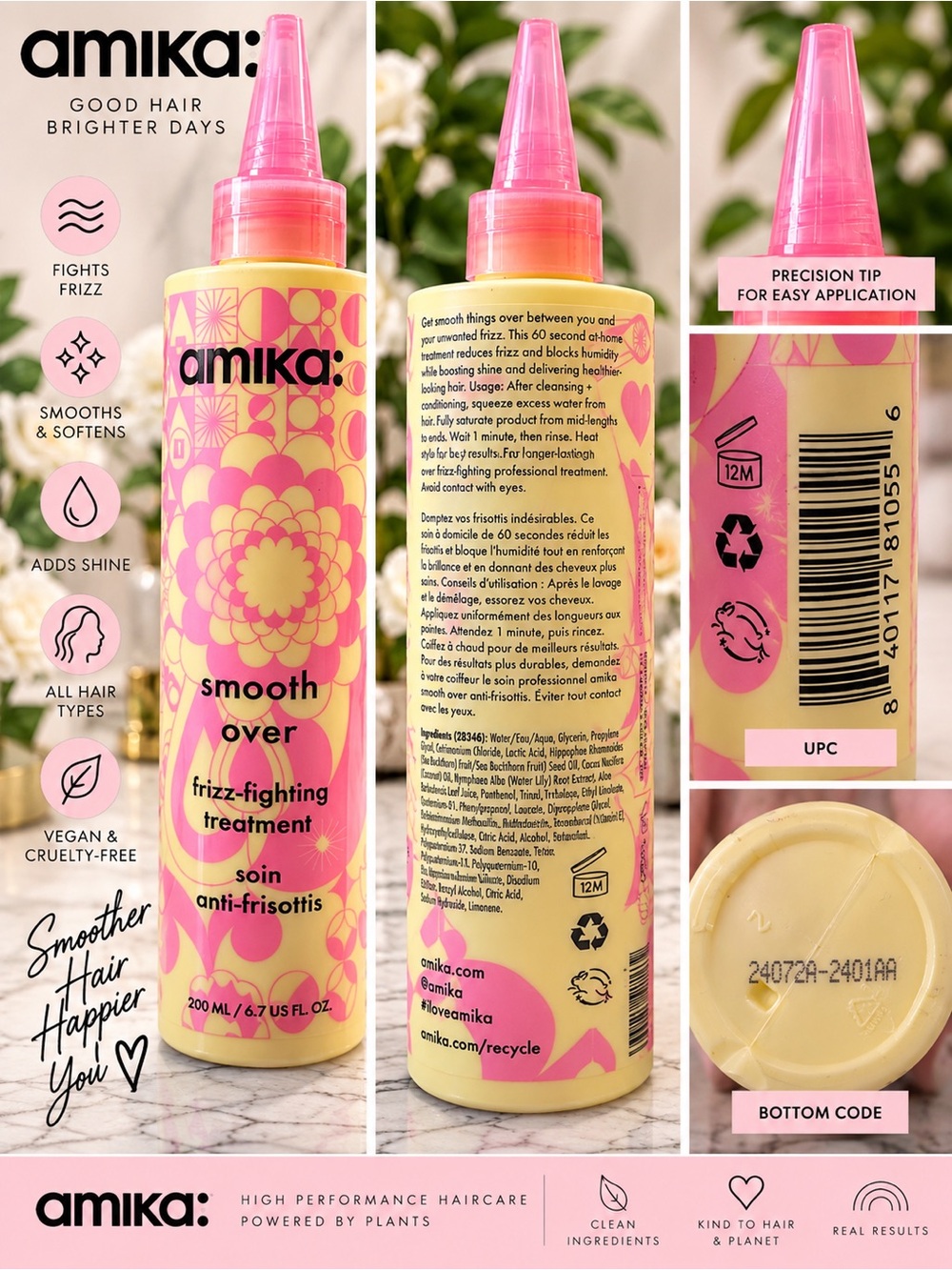 NWT Amika Smooth Over Frizz-Fighting Treatment 6.7 oz Full Size - Picture 2 of 2